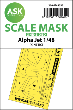 1:48 Alpha Jet one-sided painting mask for Kinetic