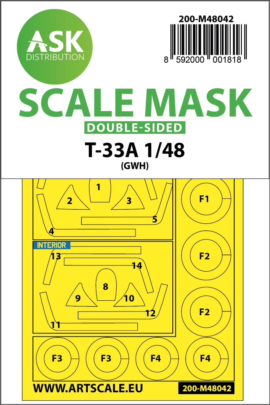 1:48 T-33A double-sided painting mask for Great Wall Hobby