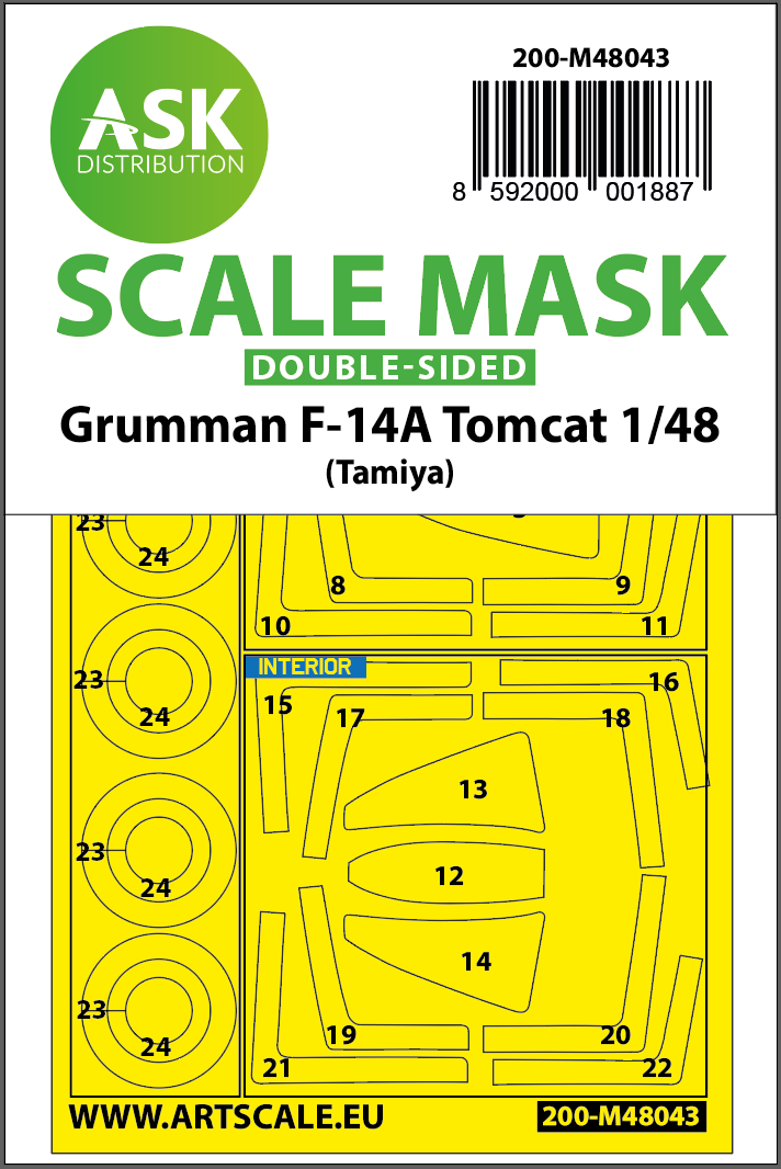 1:48 F-14A Tomcat double-sided painting mask for Tamiya
