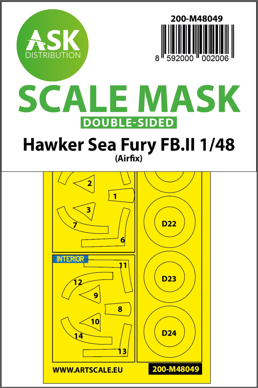1:48 Hawker Sea Fury FB.11 double-sided mask for Airfix