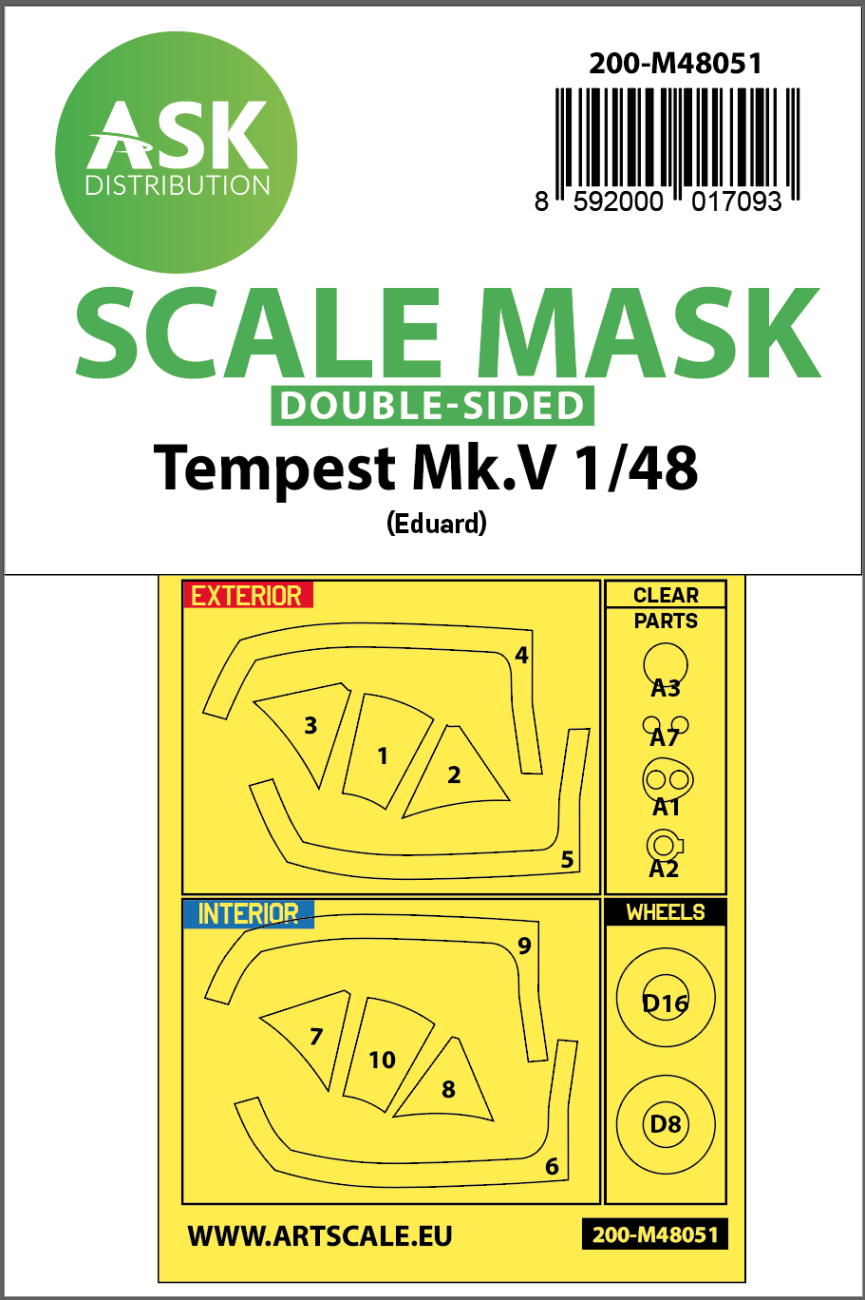 1:48 Tempest Mk.V double-sided express mask for Eduard