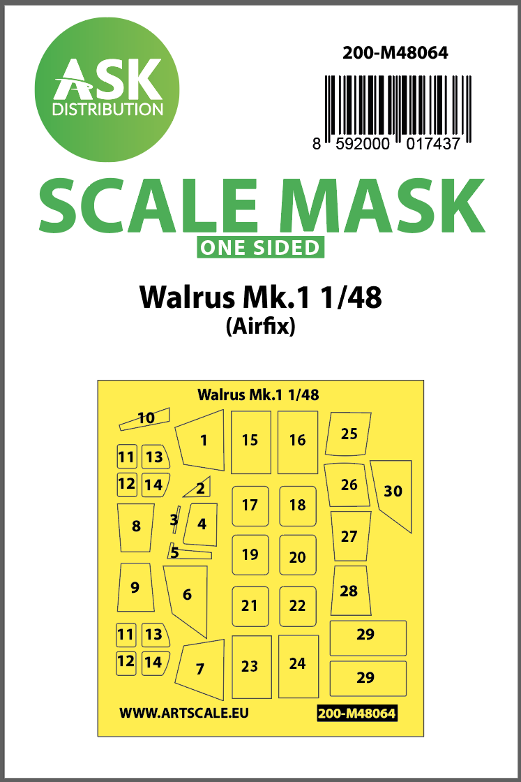 1:48 Walrus Mk.1 one-sided mask for Airfix