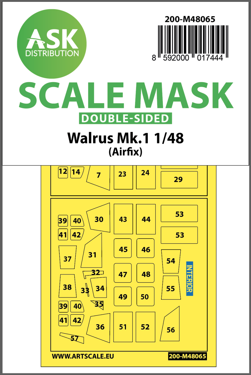 1:48 Walrus Mk.1 double-sided mask for Airfix