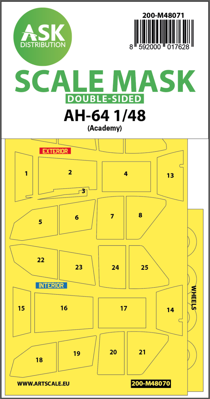 1:48 AH-64 double-sided mask for Academy