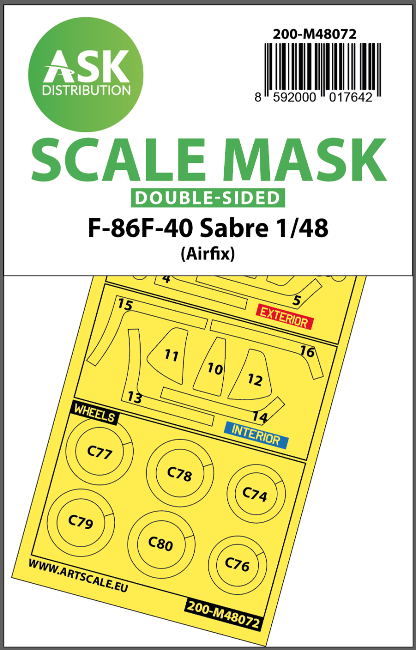 1:48 F-86F-40 Sabre double-sided mask for Airfix