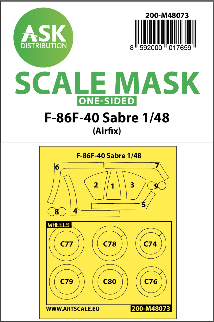 1:48 F-86F-40 Sabre one-sided mask for Airfix