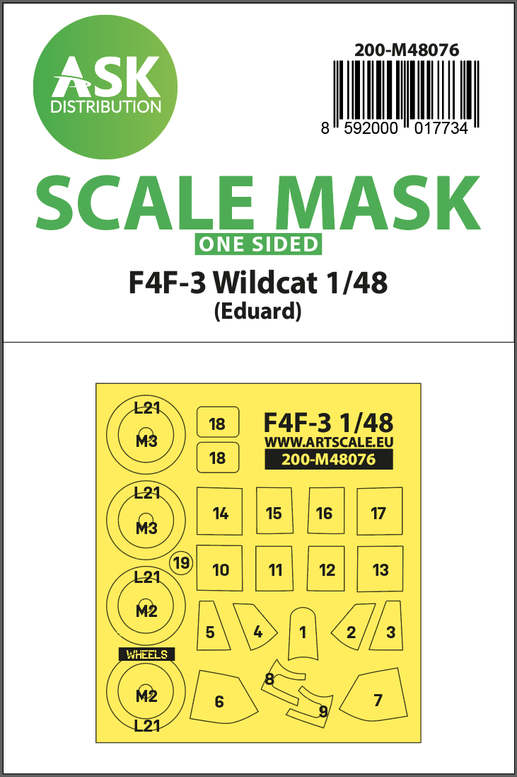 1:48 F4F-3 Wildcat one-sided express mask for Eduard