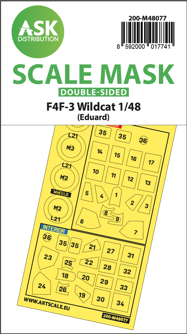 1:48 F4F-3 Wildcat double-sided express mask for Eduard