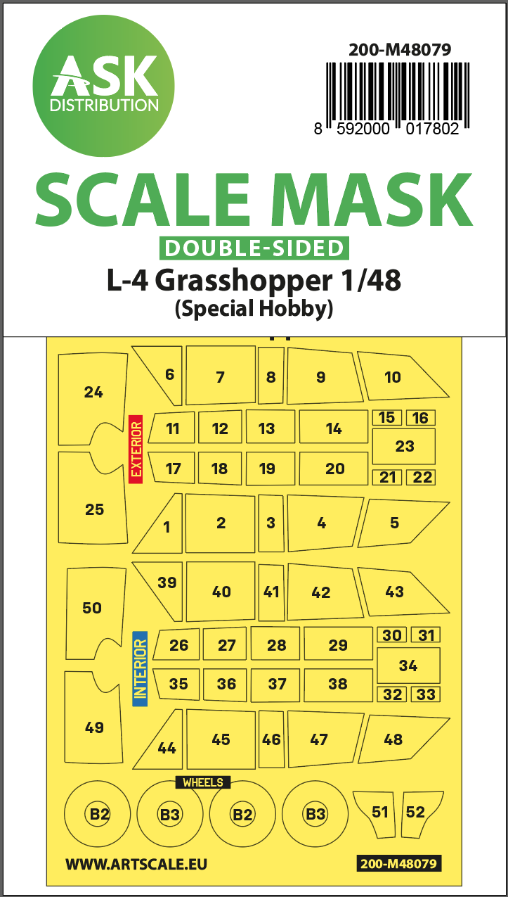 1:48 L-4 Grasshopper double-sided self-adhesive mask for Special Hobby