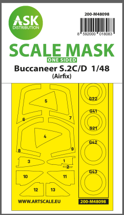 148 Buccaneer S.2C/D one-sided mask self-adhesive, pre-cutted for Airfix