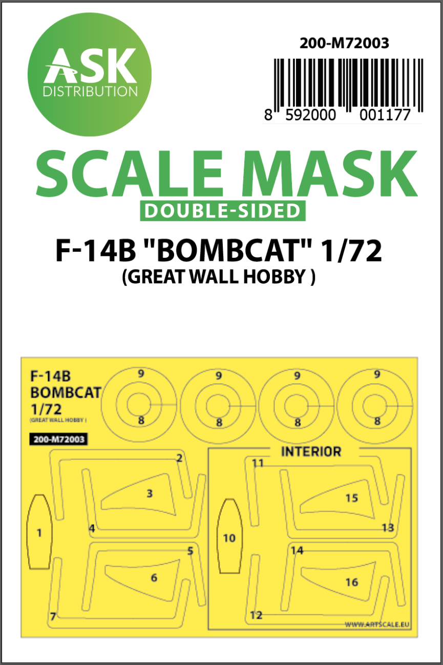 1:72 F-14B Bombcat double-sided painting mask for Great Wall Hobby