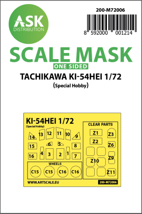 1:72 Tachikawa Ki-54HEI one-sided painting mask for Special Hobby