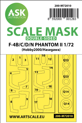 1:72 F-4B/C/D/N Phantom II double-sided painting mask for Hasegawa / Hobby2000