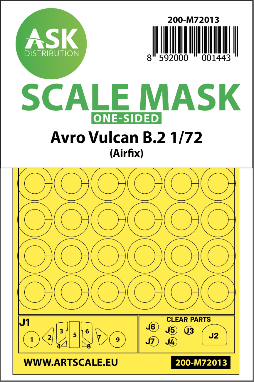 1:72 Avro Vulcan B.2 one-sided painting mask for Airfix