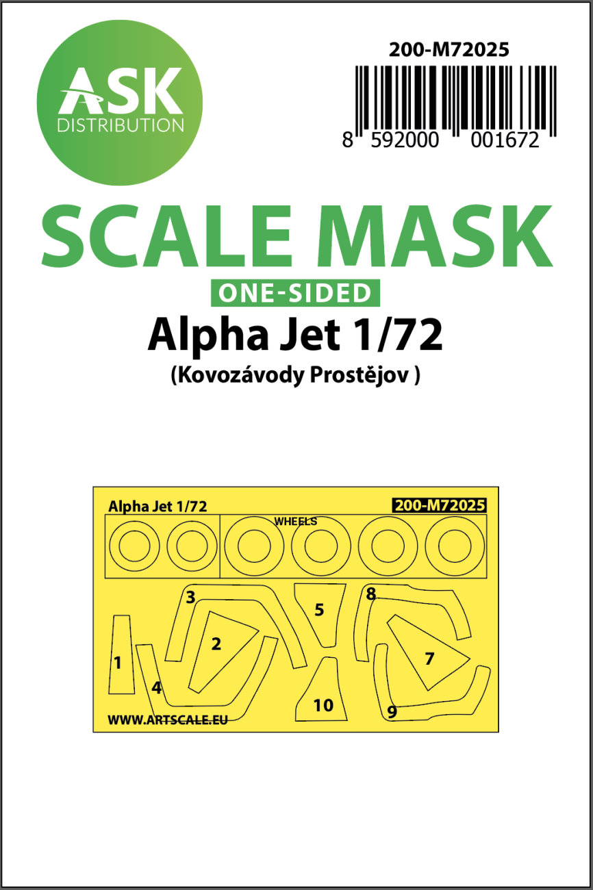1:72 Alpha Jet one-sided painting mask for KPM Prostejov