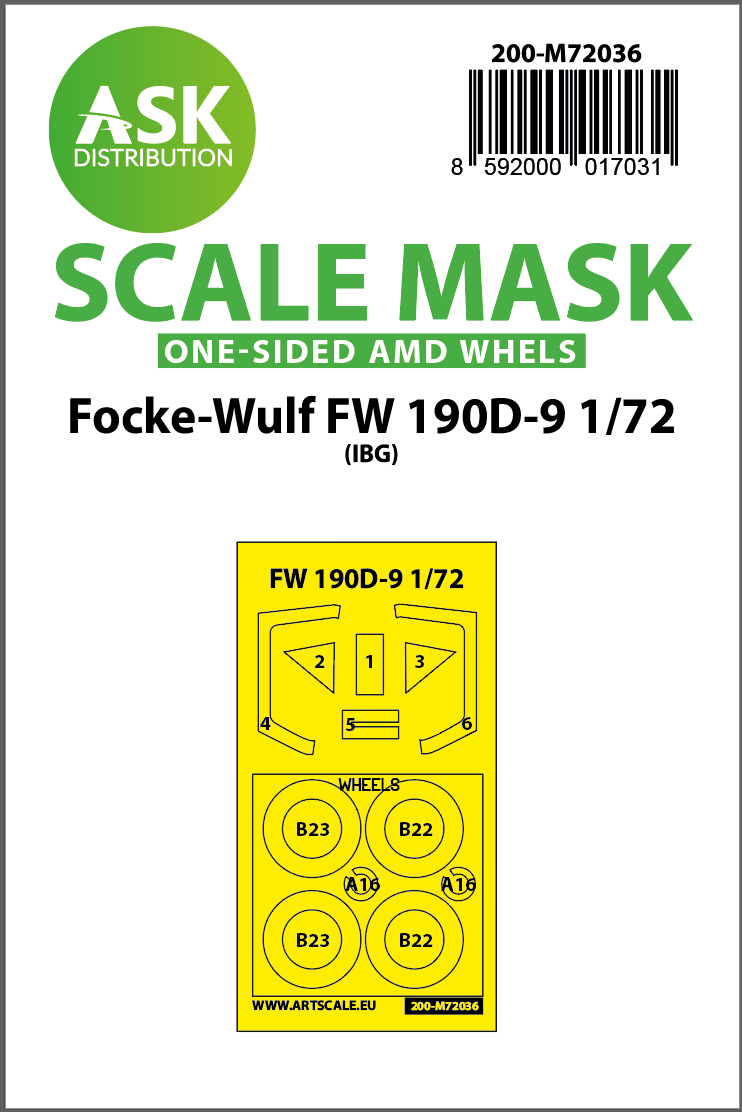 1:72 Focke-Wulf Fw 190D-9 one-sided painting mask for IBG