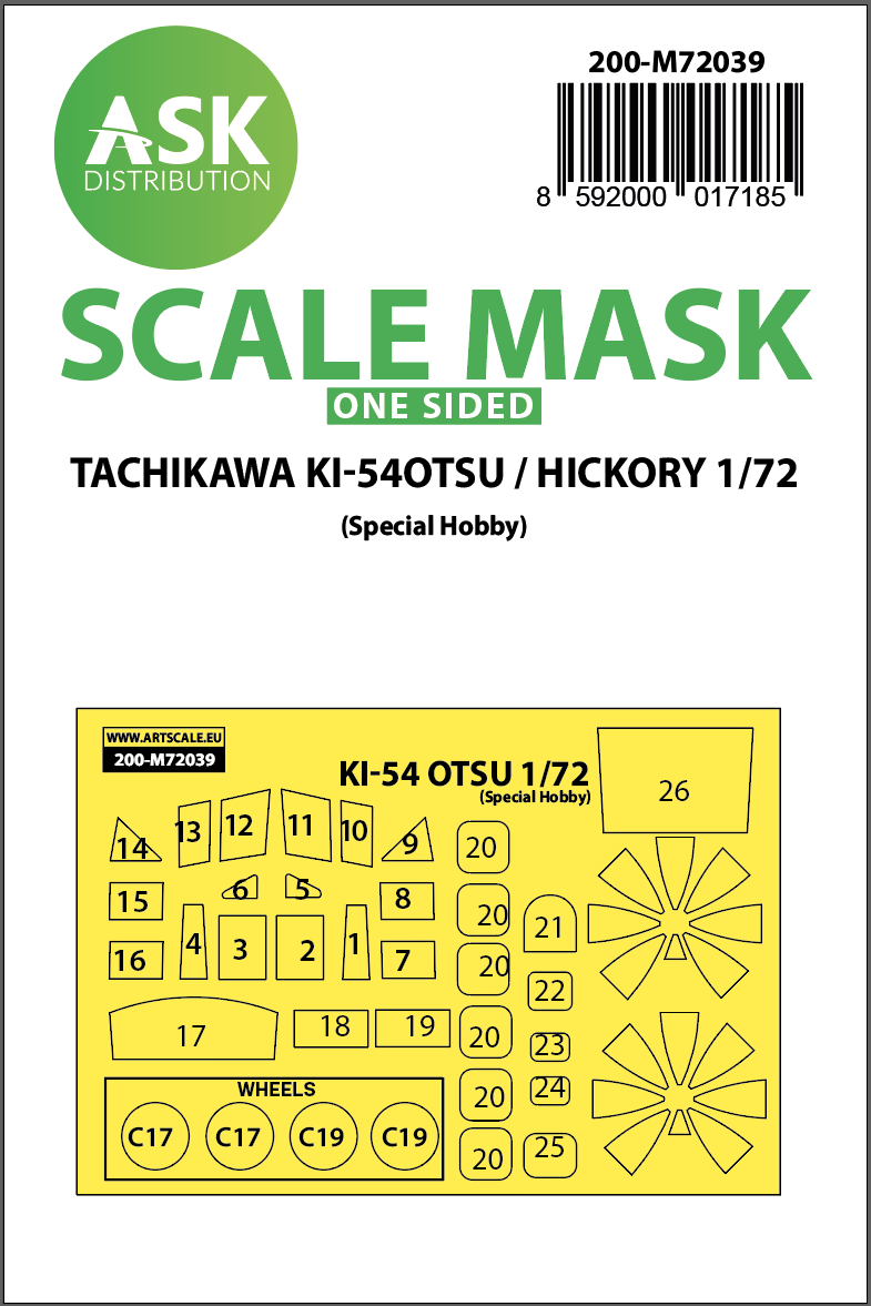 1:72 Tachikawa Ki-54OTSU / Hickory one-sided painting mask for Special Hobby