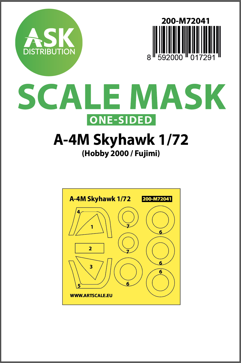 1:72 A-4M Skyhawk one-sided painting mask for Hobby2000/Fujimi