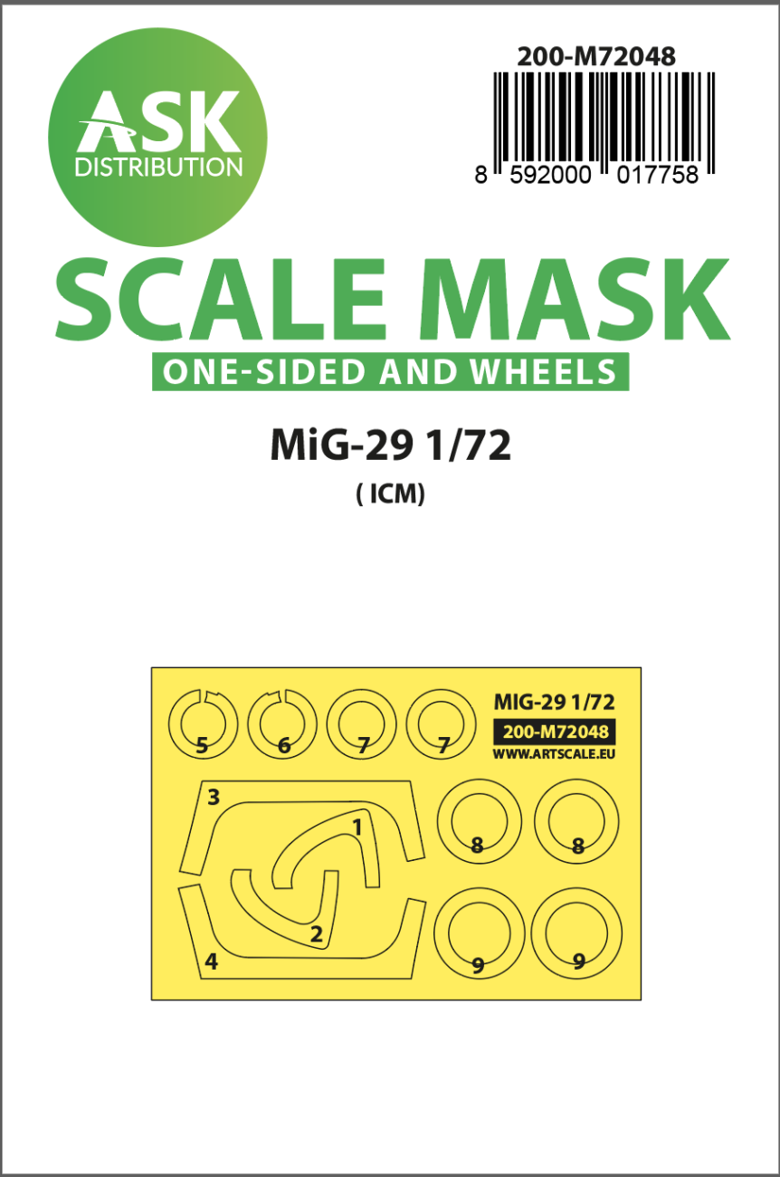 1:72 MiG-29 one-sided painting express mask for ICM