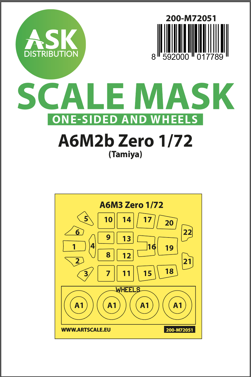 1:72 A6M2b Zero one-sided painting express mask for Tamiya
