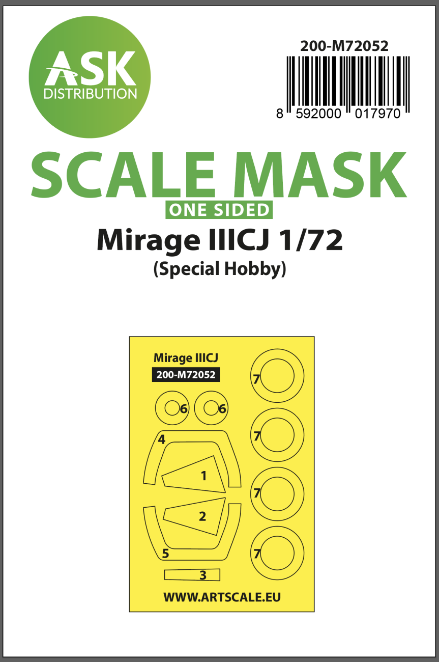 1:72 Mirage IIICJ one-sided painting express mask for Special Hobby