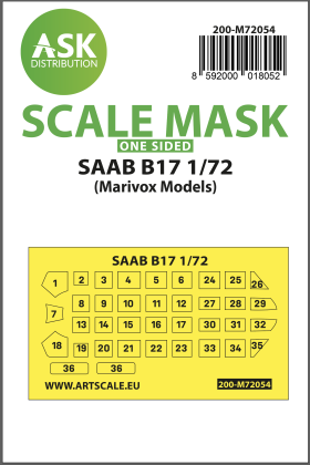 1:72 SAAB B17 one-sided painting express mask for Marivox