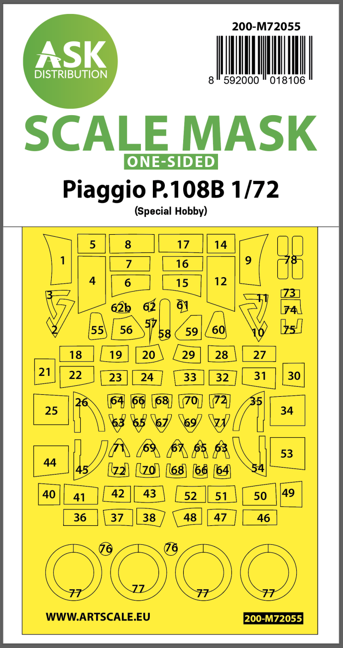 1:72 Piaggio P.108B one-sided painting express mask for Special Hobby