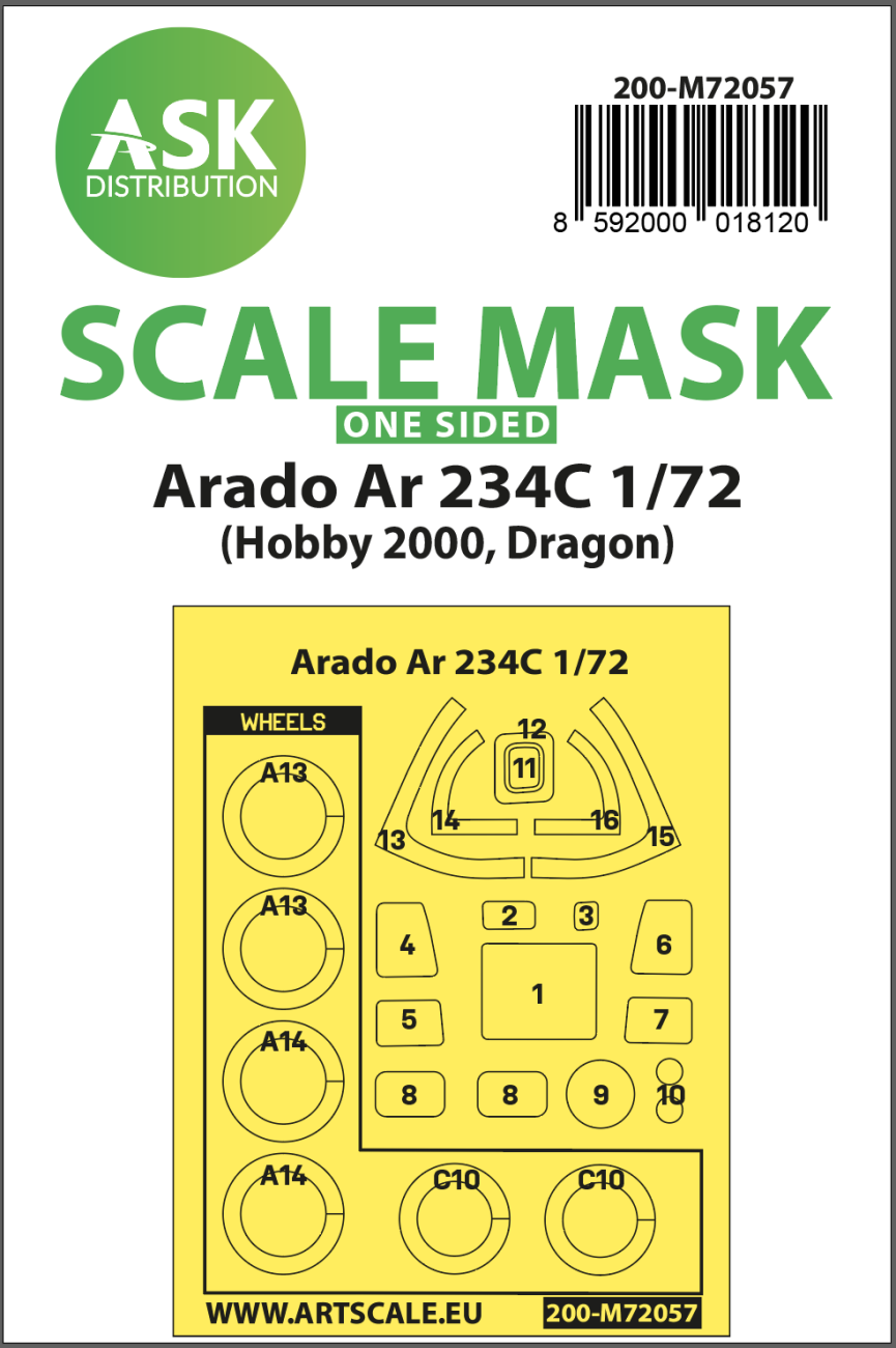 1:72 Arado Ar 234C one-sided painting express mask for Hobby2000 / Dragon