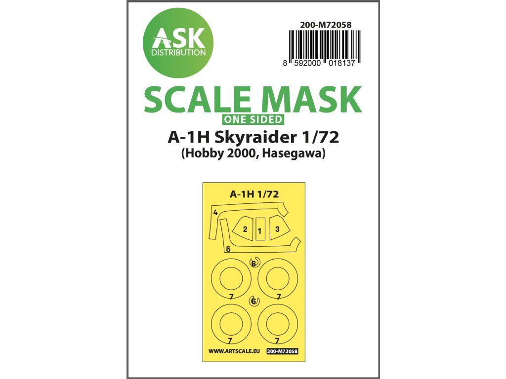 1:72 A-1H Skyrayder one-sided painting express mask for Hobby2000 / Hasegawa