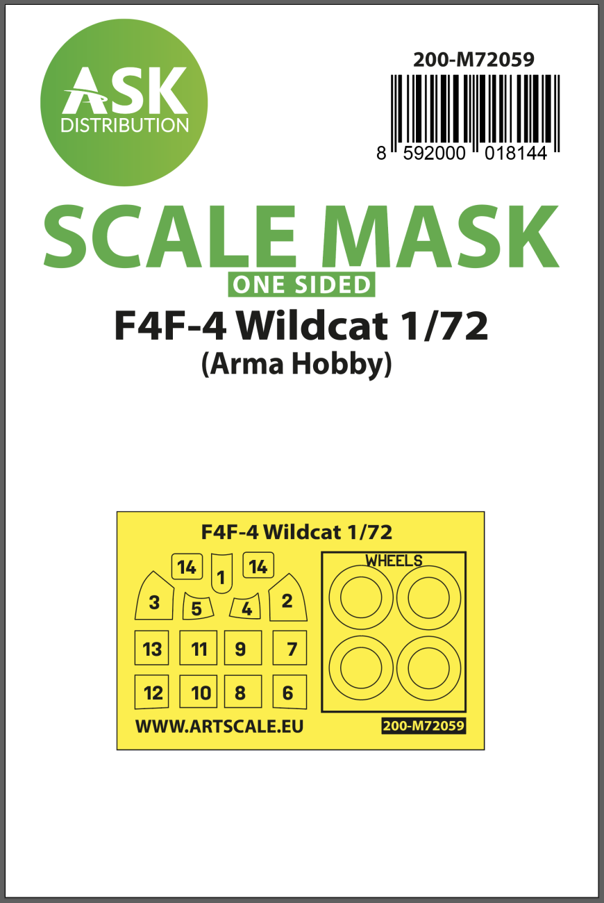 1:72 F4F-4 Wildcat one-sided painting express mask for Arma Hobby