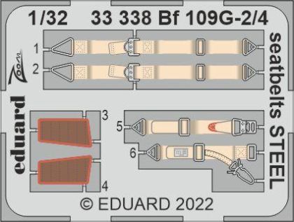1:32 Bf-109G-2/4 seatbelts STEEL