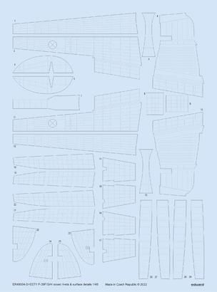 1:48 Lockheed P-38F/P-38G/P-38H Lightning raised rivets & surface details