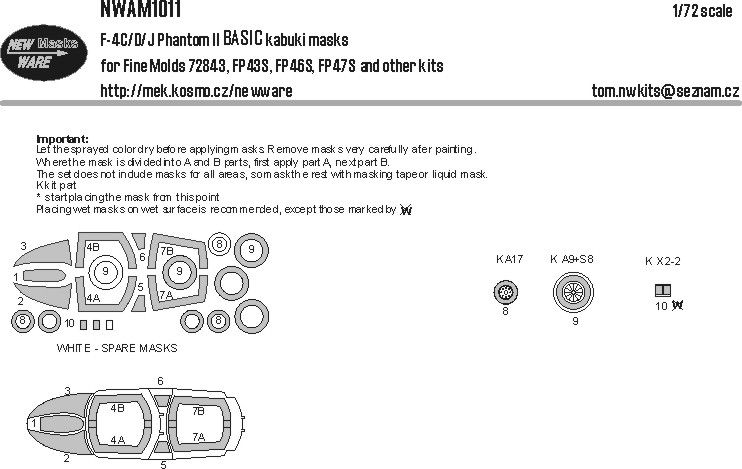 1:72 F-4C/D/J Phantom II BASIC kabuki masks