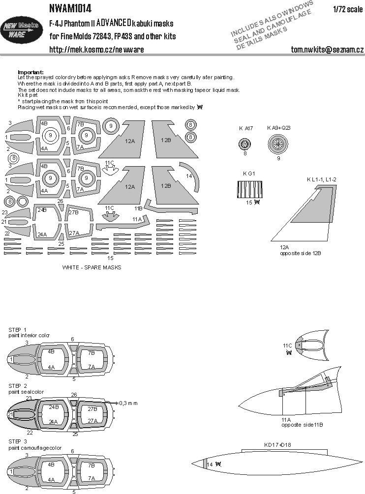 1:72 F-4J Phantom II ADVANCED kabuki masks