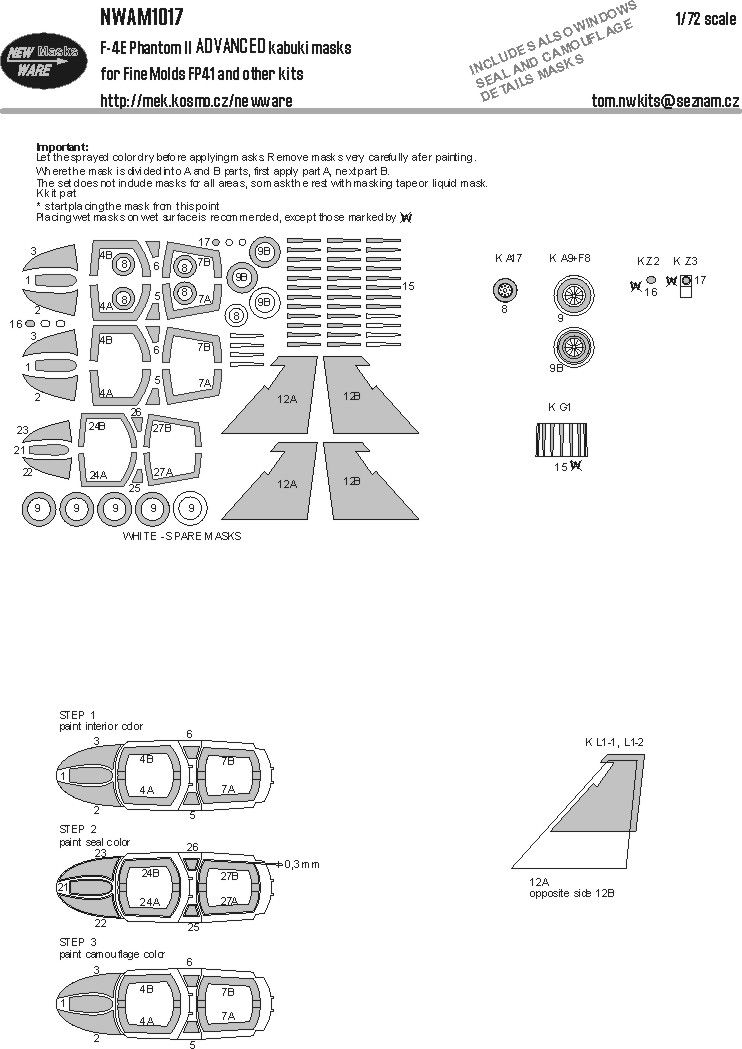 1:72 F-4E Phantom II ADVANCED kabuki masks