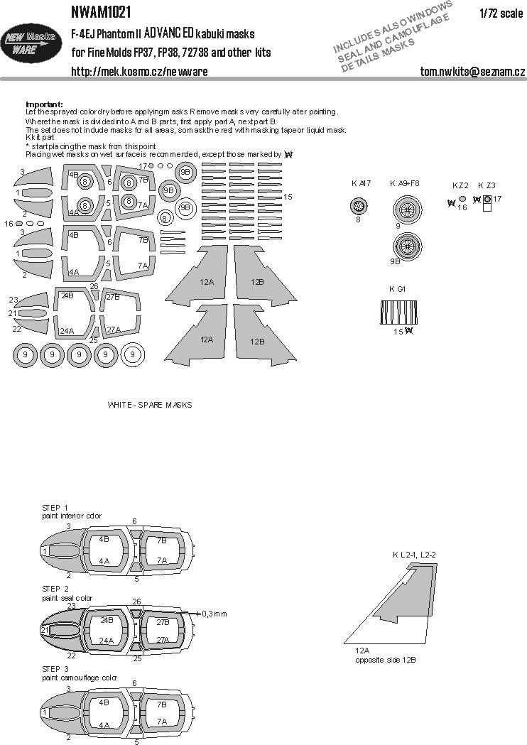1:72 F-4EJ Phantom II ADVANCED kabuki masks