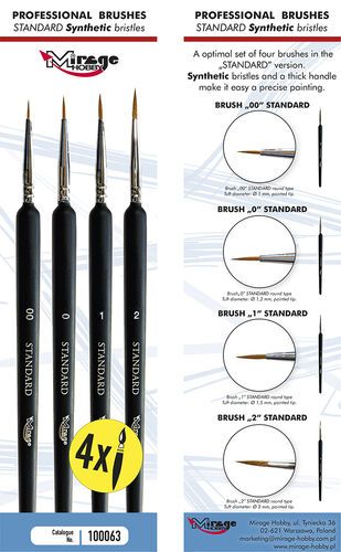 Standard Brush Set, 4 brushes: 00; 0; 1; 2 synthetic bristles