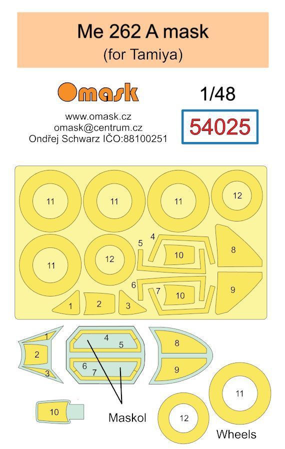 1:48 Me 262 A mask (for Tamiya)
