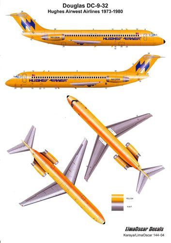 1:144 DOUGLAS DC-9-32 Hughes Airwest Airlines 1973-1980