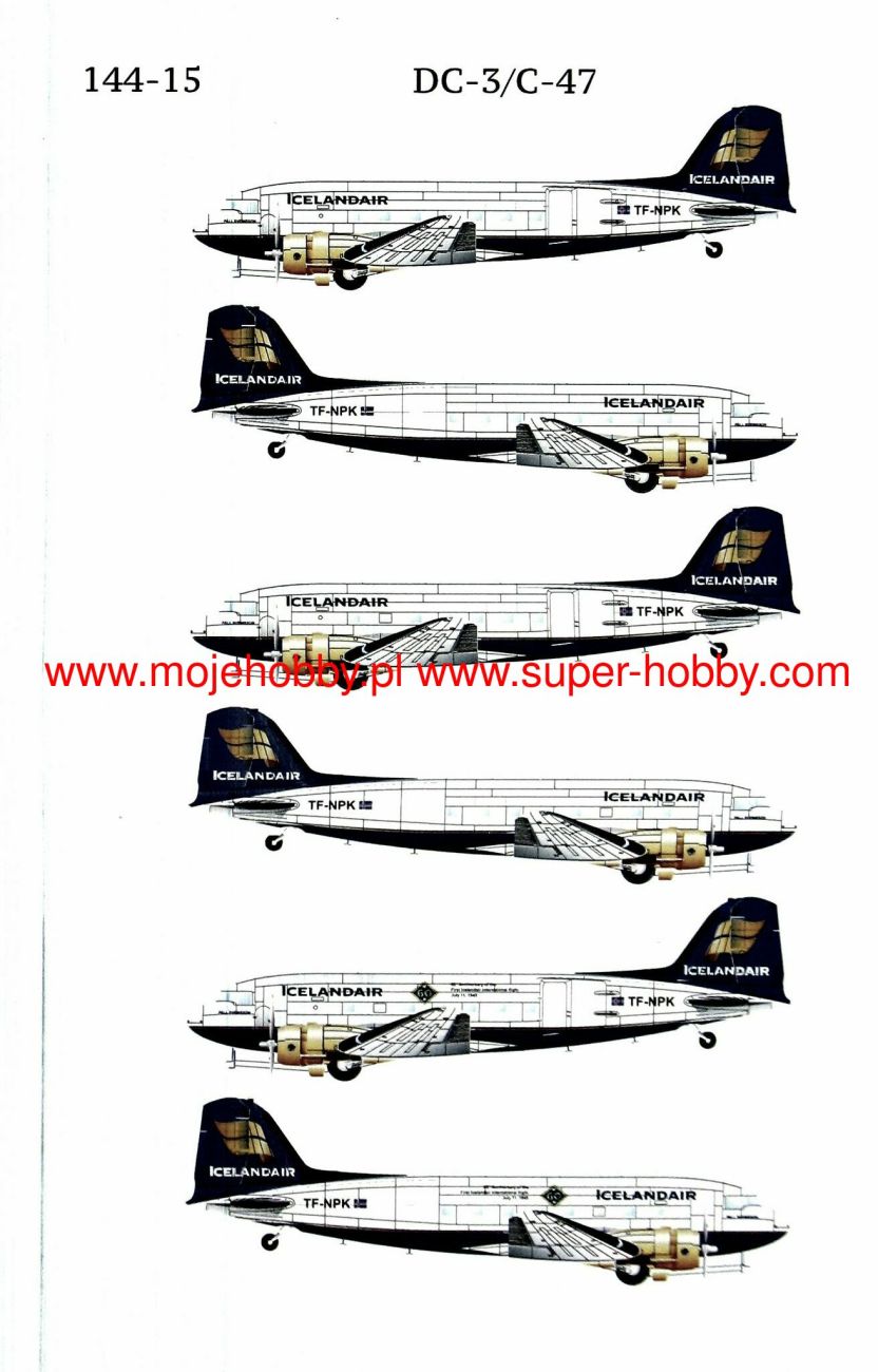 1:144 DC-3/C-47 Icelander-kalkomania