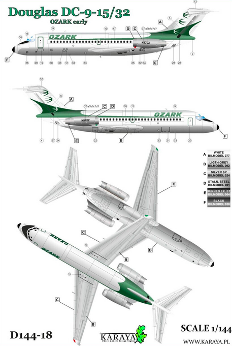 1:144 DC-9- 5/32 OZARK early