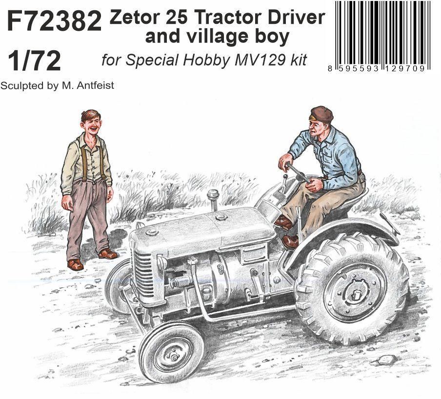 1:72 Zetor 25 Tractor Driver and village boy