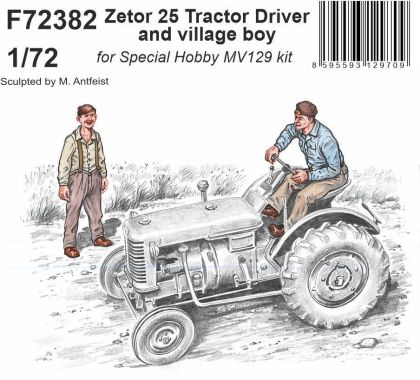 1:72 Zetor 25 Tractor Driver and village boy