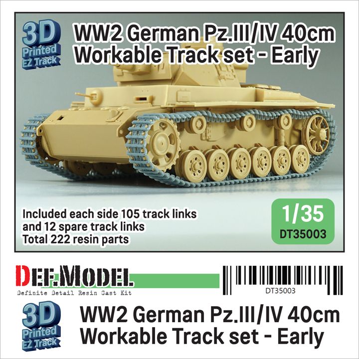 1:35 WW2 Pz.III/IV 40cm Workable Track set - Early type 