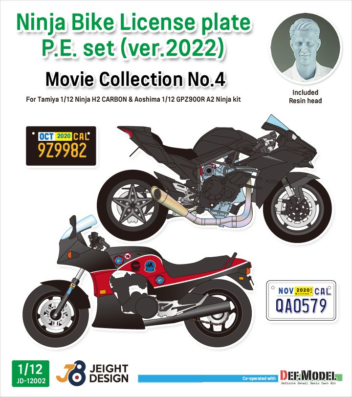 1:12 Ninja Bike License plate PE set - Movie Collection No.10 (for Tamiya, Aoshima kit)