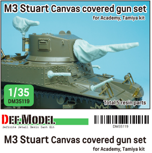 1:35 WWII US M3 Stuart Canvas covered gun set