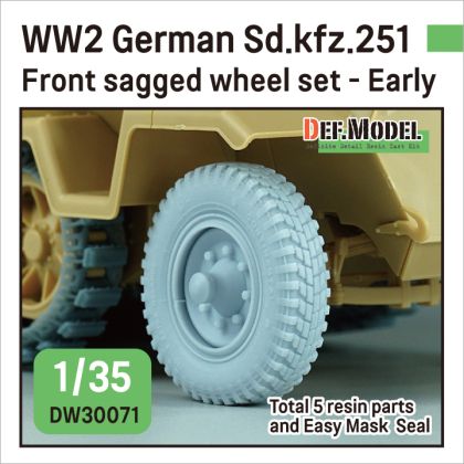 1:35 WW2 German Sd.kfz.251 Half-track front sagged wheel set - Early