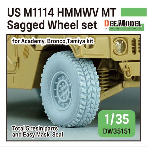 1:35 US M1025/M1114 HMMWV MT Sagged Wheel set (for Tamiya, Academy, Bronco kit)