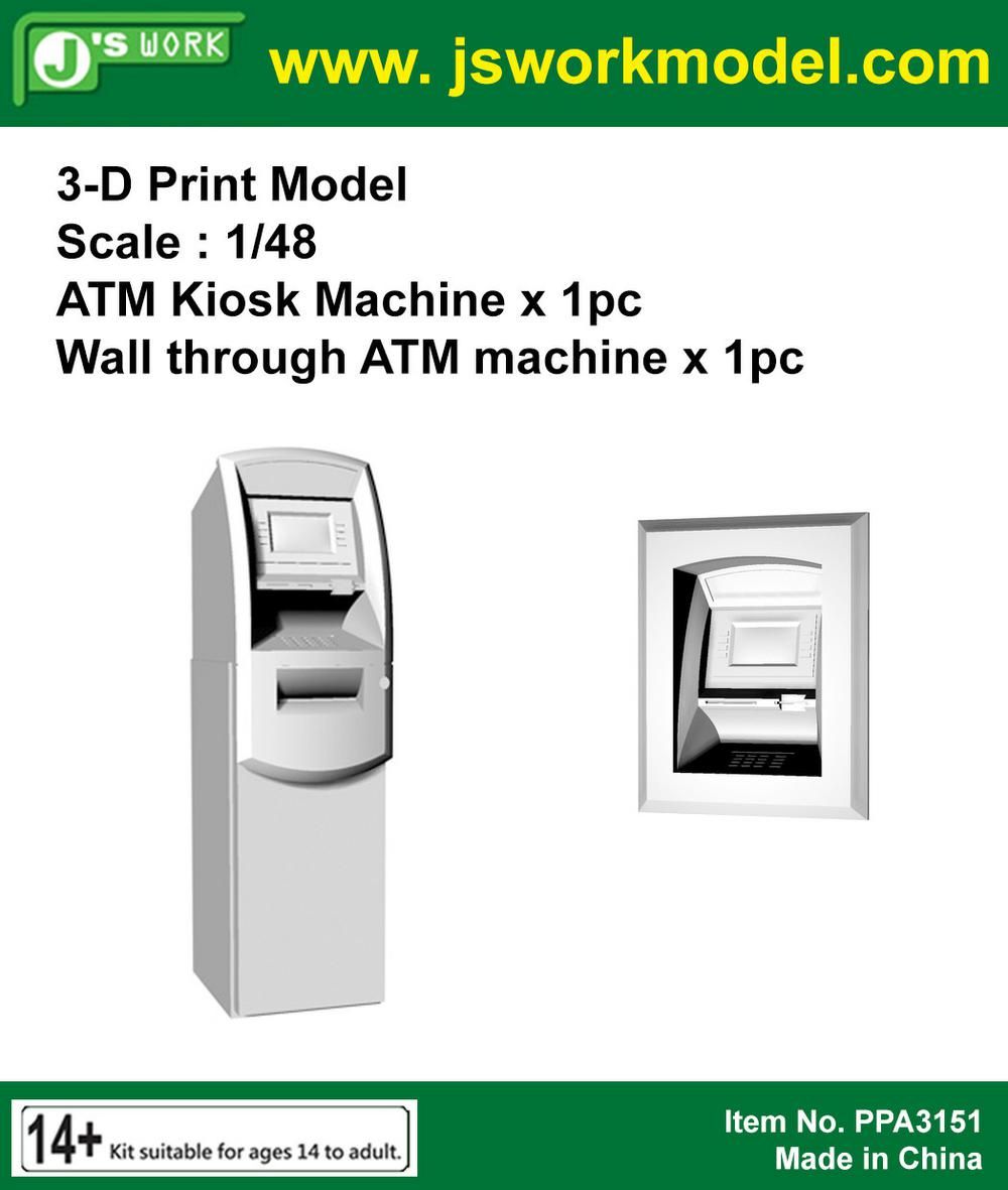 1:48 ATM Kiosk Machine x 1pc Wall through ATM machine x 1pc
