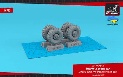 1:72 BRDM-2 scout car wheels w/ weighted tyres KI-80N